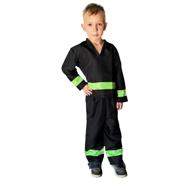 Kinderkostüm Feuerwehrfrau-/mann | Feuerwehrstore | Kinder Feuerwehranzug | Größe 104 & 116 | schwarz/gelb | ideal für Fasching, Geburtstag etc.