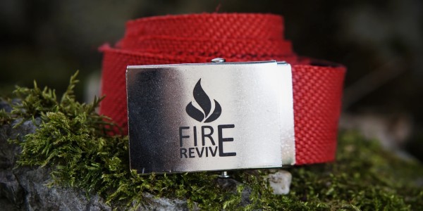 Gürtel aus Feuerwehrschlauch | FIRE REVIVE | rot, gelb, weiß | Klemmschnalle | Messing o. Silber Schnalle | inkl. Spende | Upcycling-Produkt