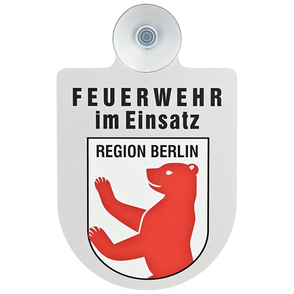 Alu Saugnapf Wappen Schild Feuerwehr im Einsatz mit Wappen Berlin, Saugnapfschilder, Einsatzschilder, PRODUKTE, Feuerwehrstore