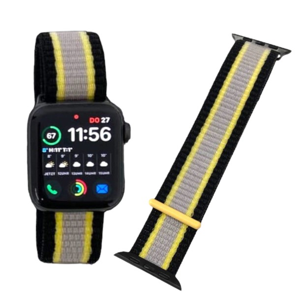 Helden Watchband schwarz/gelb/silber passend für Apple Watch | Uhrenarmband im Reflektor-Look