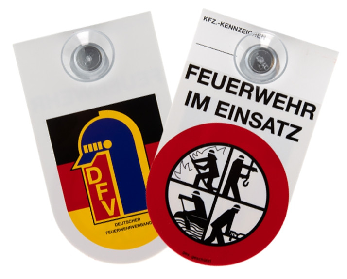 Kennzeichnungsschild DFV Logo und Signet Feuerwehr im Einsatz